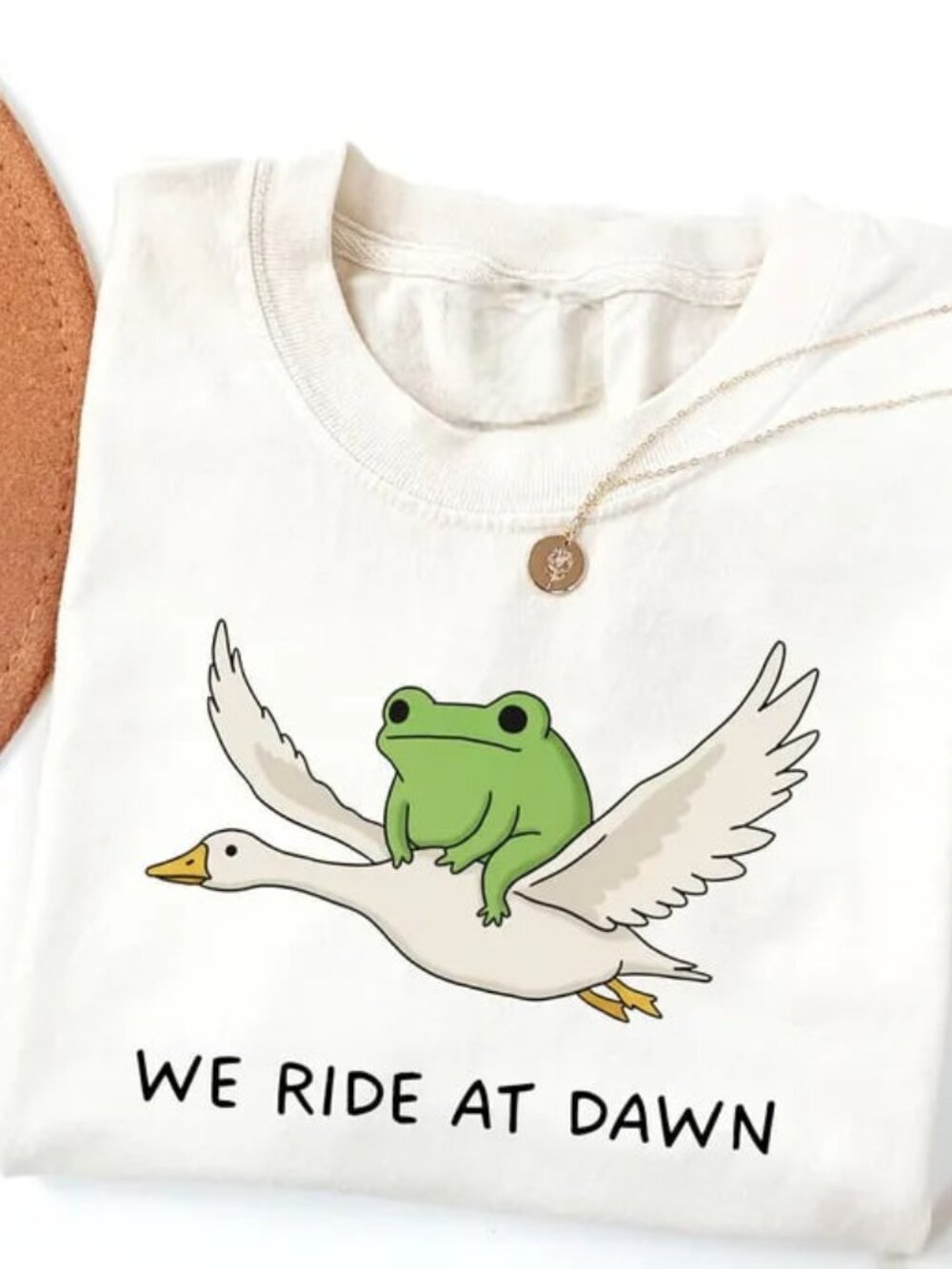 We Ride At Dawn Tshirt, Funny Frog And Goose Tee, Cute Animal Shirt